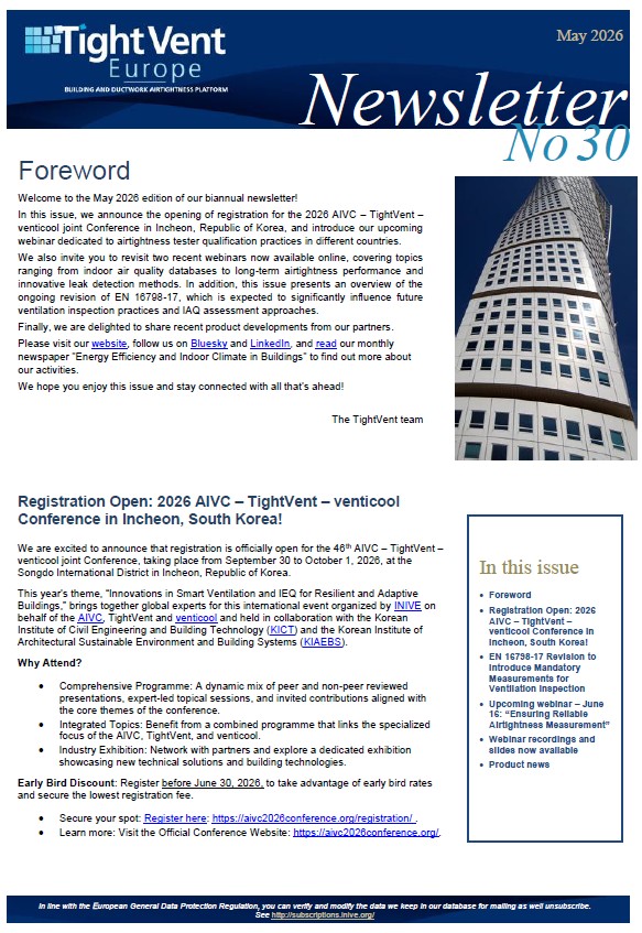 TightVent newsletter issue #30 – May 2026